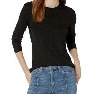 AG Adriano Goldschmied Women's Black Crew-Neck Long-Sleeve Tee Top Size XL